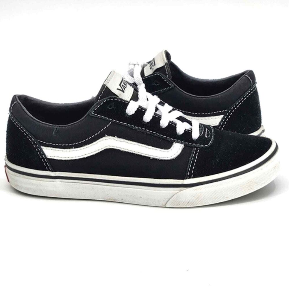 Vans Off The Wall Ward Low Top Skate Shoes Sneakers Black & White Youth Size 5